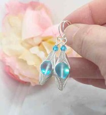 Blue Glowing Earrings Minimalist Style Gift For Her Dangle Earrings Drop Earring