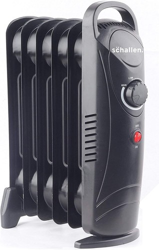Small Black Portable Electric Slim Oil Filled Radiator Heater - Adjustable Temp - Picture 6 of 8