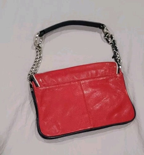 Guy Laroche Red Leather Chain Envelope Shoulder Bag - Picture 3 of 11