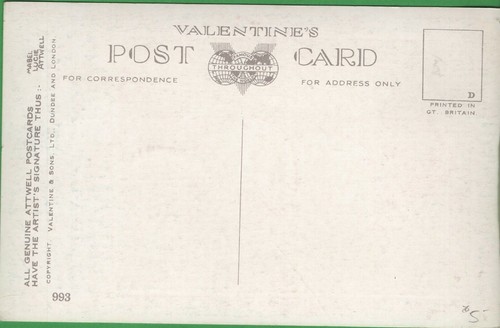 Vintage Valentine's Mabel L Attwell Postcard Glad You're Not Export Only!  993 - Foto 2 di 4
