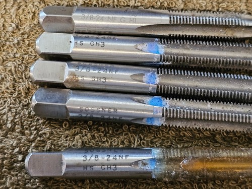 6 Sossner 3/8-24 NF HS GH3 Straight 4 Flute Tapered Plug Threading Bottoming Tap - Picture 6 of 14
