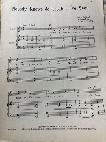 L 1917 9x12 BURLEIGH Black Americana sheet music Nobody Knows - Picture 2 of 2