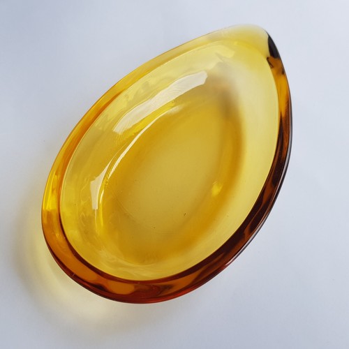 Art Glass Bohemia Czech amber boat dish Hanus design Gablonz Glassworks 1960s - Picture 8 of 10