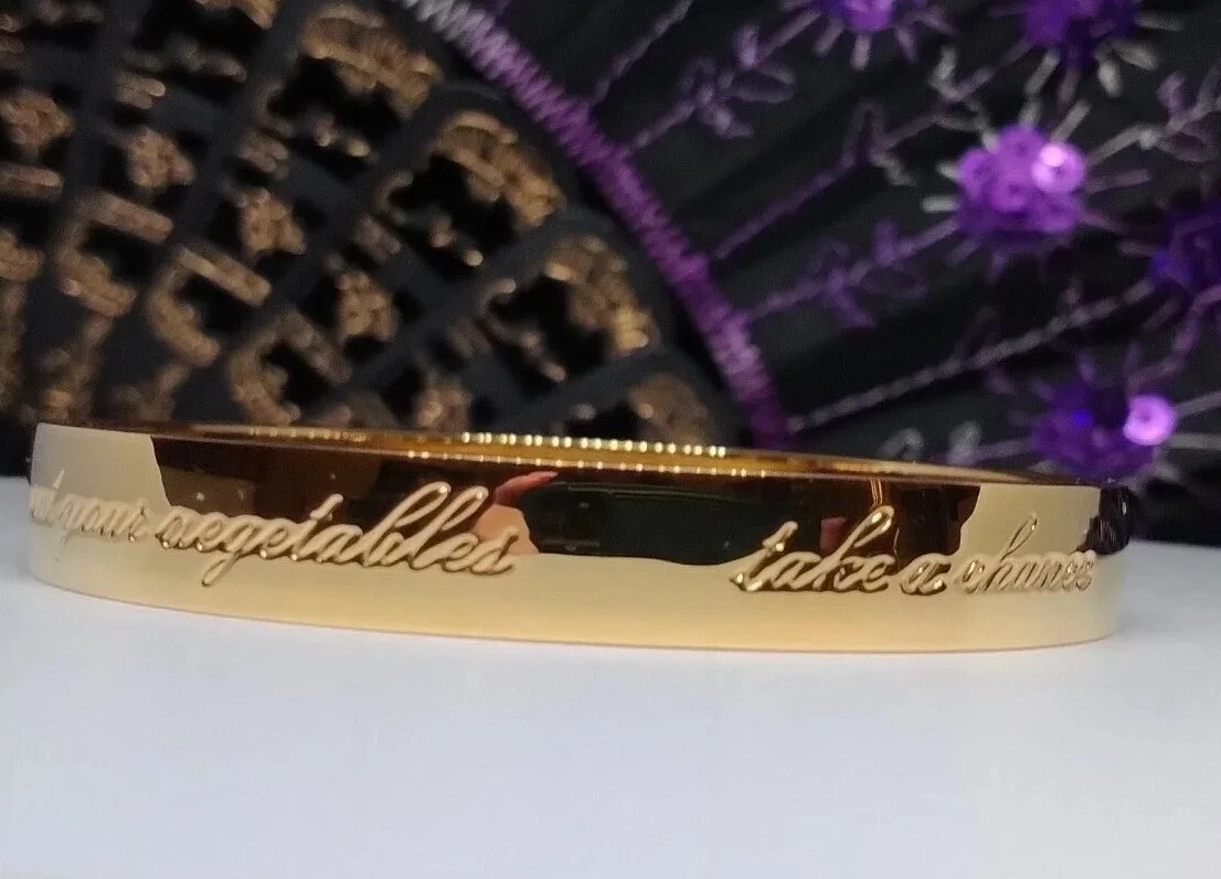 Raro braccialetto Kate Spade NY Tono Oro Giallo ""Mamma Always Said'"" Mangia la tua verdura