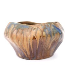 French Art Pottery Vase Metenier Signed Sandstone Crystalline glaze w13cm 1900s