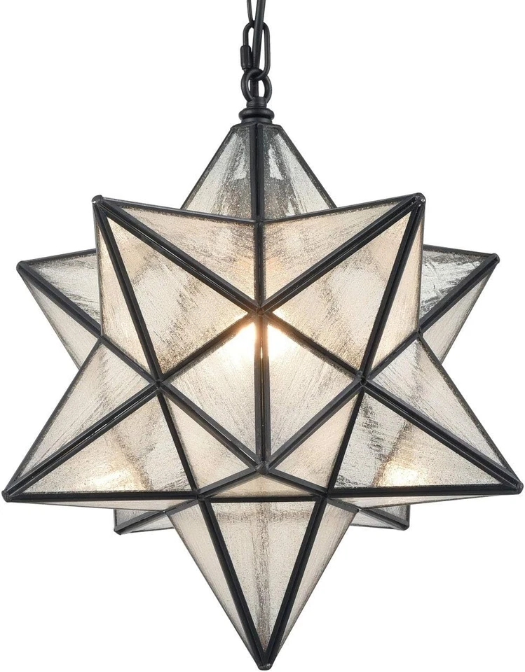 16" Modern Moravian Star Pendant Light Seeded Large Glass Star Lights with Chain - Image 2 of 4