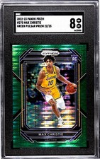 2022-23 Panini Prizm Max Christie Rookie 22/25 Green Pulsar SGC 8