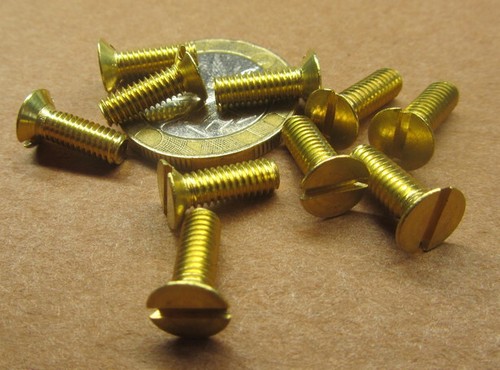 Brass Flat Head Machine Screw Slotted M4 x 0.7 x 12 mm Length, 50 pcs - Picture 9 of 12