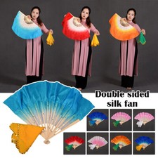 35cm Hand Folding Gradient Fan Lady Real Silk Fan Handkerchief Dance Accessorie