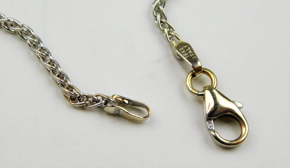 Collar de cadena gargantilla de diamantes solitario de oro multicolor de 18 k ~ 4,2 mm 16,25" B6014 Foto 4 de 4