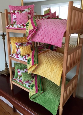 Triple Doll Bunk Bed Stackable 15 Pc Bedding W Mattress 18