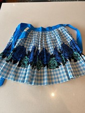 Vintage Fruit of The Loom Apron Blue Rose Cotton New Tag, Permanent Pleat 1960s