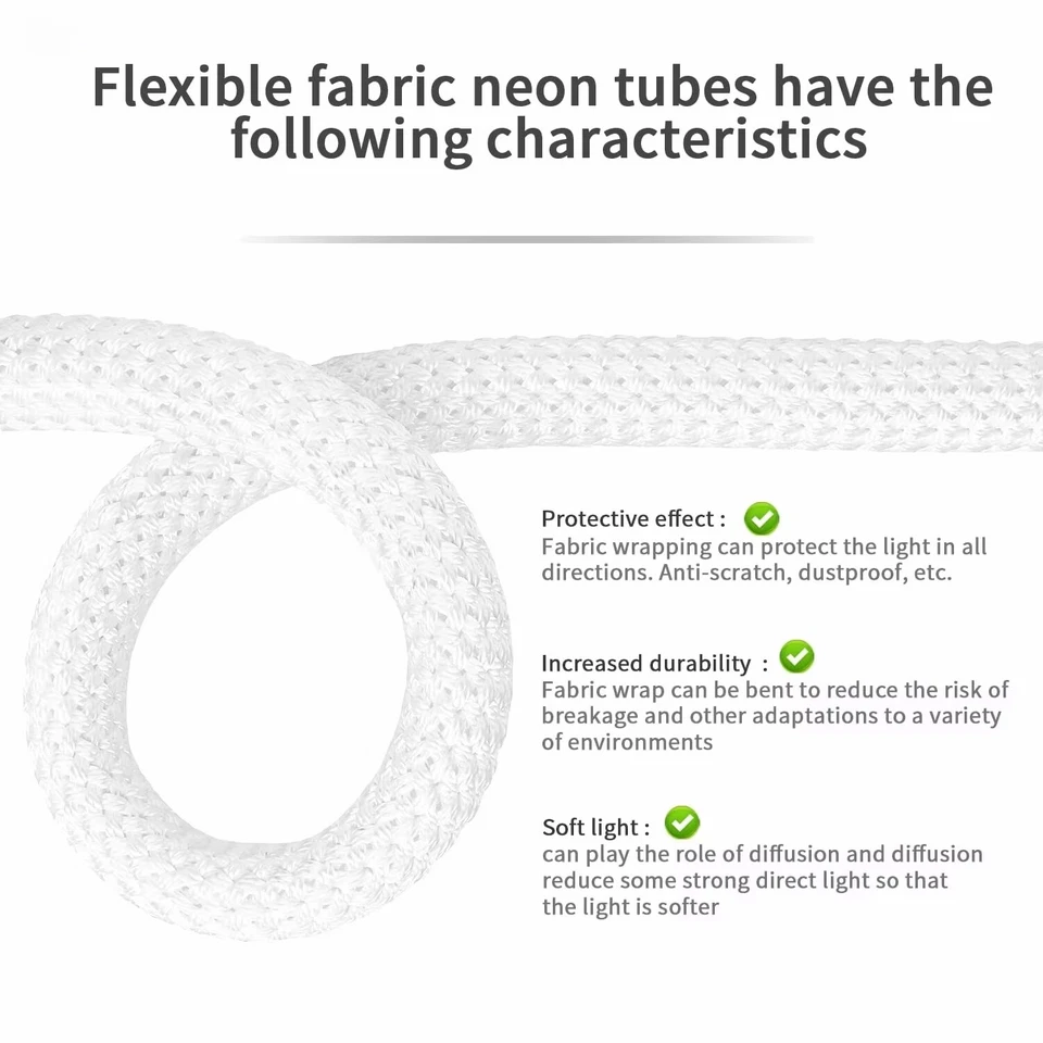 5m 360° Round RGBIC LED Neon Rope Light Strip 5V IP67 Indoor Outdoor Home Decor - Image 3 of 4