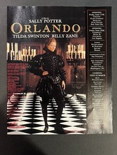 Vtg 1990s Orlando Movie AD, Tilda Swinton, Billy Zane, Sally Potter