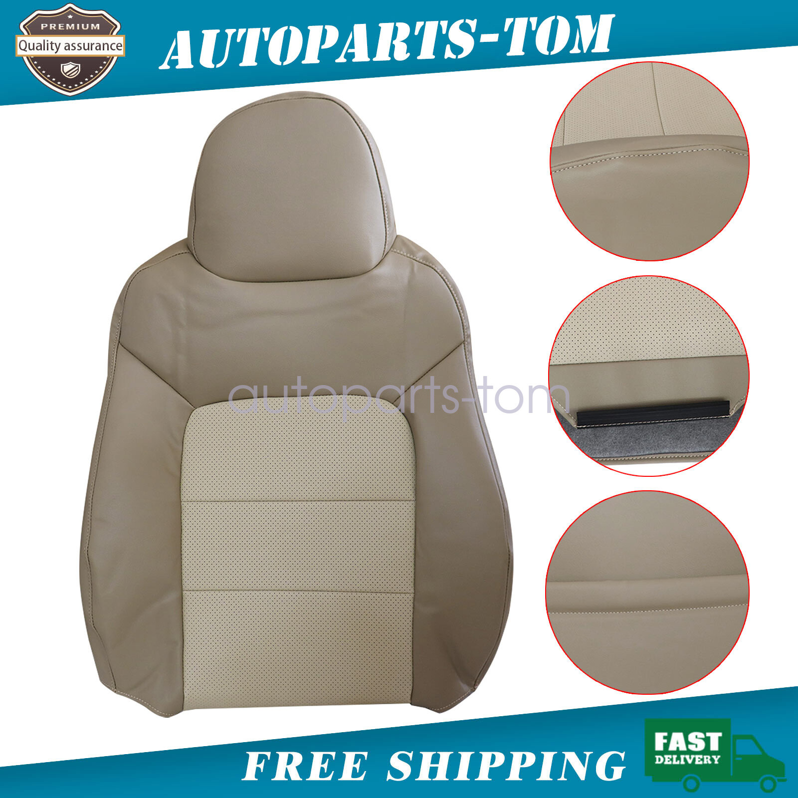 Fits 2003-2006 Ford Expedition Driver Top Replacement Leather AC Seat Cover Tan
