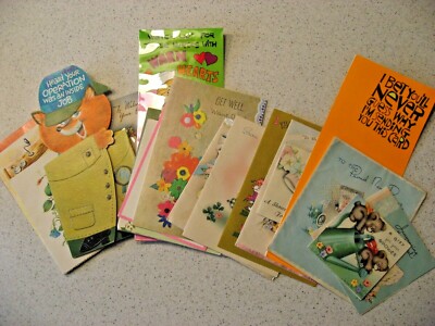 Vintage Lot of 22 Used and Signed Mostly Get Well Wedding & More Greeting Cards