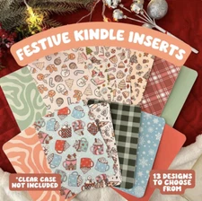 Festive E-Reader Insert for Clear Case Covers - Fun, Decorative, Holiday