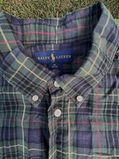 Ralph Lauren Boys Plaid Button Up Youth Polo Logo Long Sleeve Shirt Sz XL 18-20