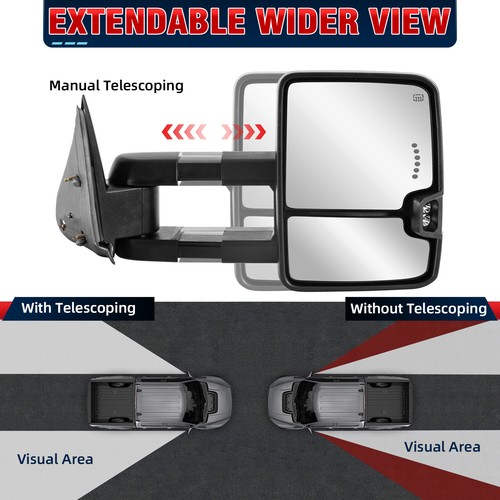Pair Power Heated Tow Mirrors For 2003-06 Silverado Sierra Yukon Tahoe Escalade - Picture 6 of 16