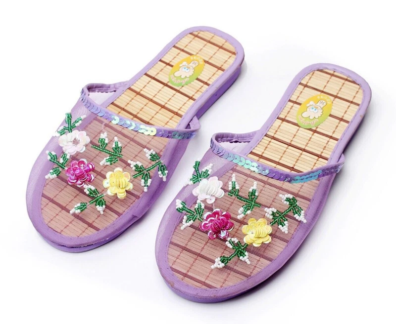 Mujeres Chinas Malla Floral Zapatillas Deslizables Planas Chanclas Mocasines Mules Foto 4 de 4