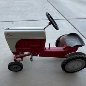 Scale Models Ford Pedal Tractor Ride-On Red & White Toy, 4 Wheels, Ages 4-11