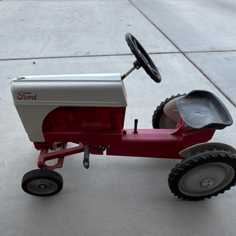 Scale Models Ford Pedal Tractor Ride-On Red & White Toy, 4 Wheels, Ages 4-11