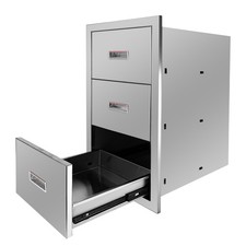 Stainless Steel 16" W x 28.5" H x 20.5" D Triple Access Outdoor Kitchen Drawers