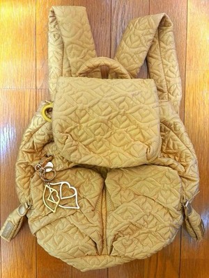See by Chloe Joy Rider Quilted Backpack Gold with Lip Charm Used