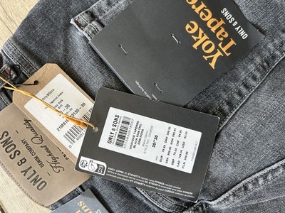 Only & Sons Yoke Tapered Jeans - Dark Grey W30L30 - Neu