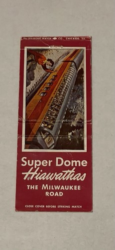 Cubierta de libro de cerillas Super Dome Hiawathas Milwaukee Road vintage 1B - Imagen 1 de 1
