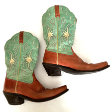 Ariat Women's Western Boots Size 9B Brown-Green Embroidered Leather Upper