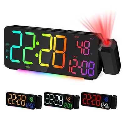 EVILTO Projection Alarm Clocks, RGB Desk Clock with Large, Black-projection 