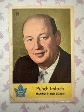 1959-60 Parkhurst  No. 15 - Punch Imlach Leafs Coach Rookie Card - RARE - VG+/EX