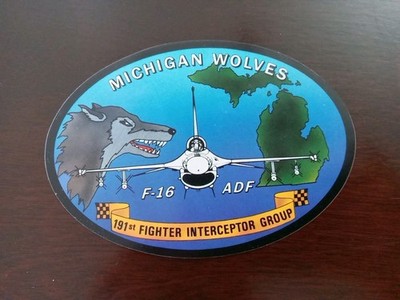 191st Fighter Interceptor Group Michigan Wolves F-16 Vintage Sticker