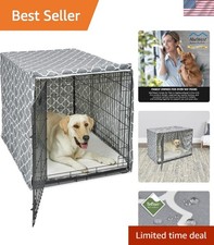 Machine Washable Dog Crate Cover, Gray Designer Print - 42-Inch Fit