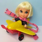 Vintage Mattel Liddle Kiddles WINDY FLIDDLE Doll, Jumpsuit, Scarf, Airplane