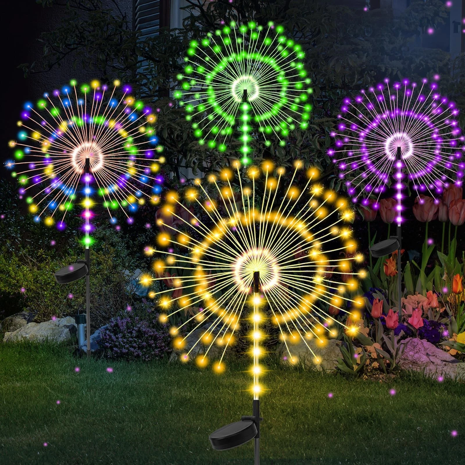 Garden Decor Outdoor Lights 500LED 4Pack, Solar Garden Lights for Outside Chr...