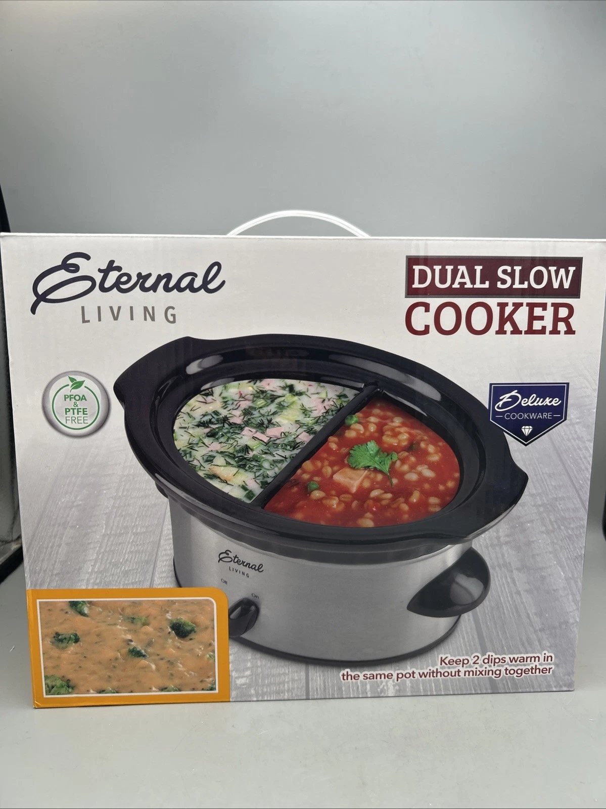 NEW Crockpot Eternal Dual Dip Warmer Slow Cooker Dip Great for dorms