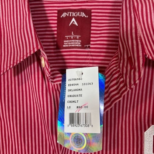 Camicia uomo nuova con etichetta Antigua bordeaux a righe con bottoni manica lunga OU - Foto 5 di 7