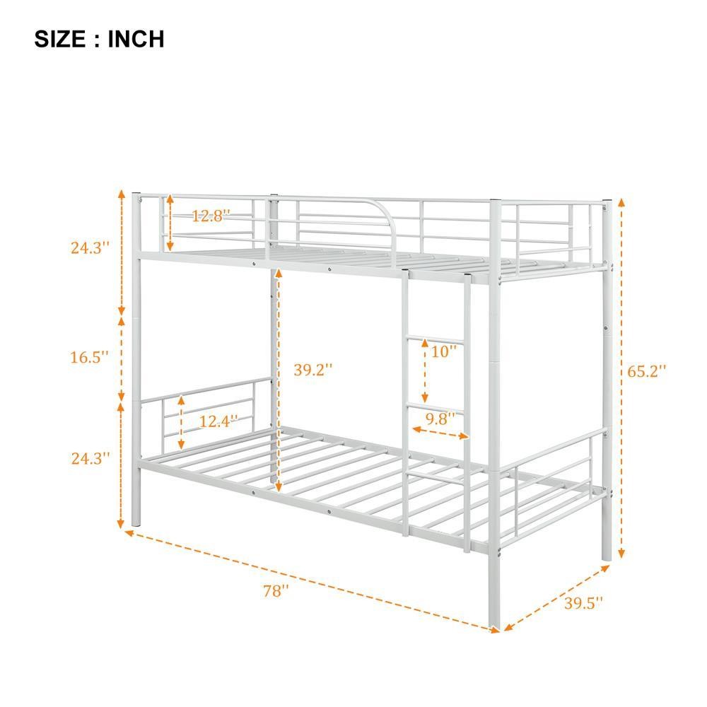 Heavy Duty Twin over Twin Bunk Beds Metal Frame with Drawer No Box Spring Needed