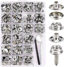 323pc Stainless Steel Fastener Snap Press Stud Cap Button Set Marine Boat Canvas
