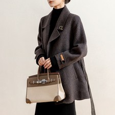 Womens Wool Coat Autumn Winter New High-end Luxury with Belted Warm Wool Jacket