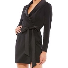 NWT Ieena for Mac Duggal 12508 tuxedo tie waist wrap dress.  Size 6 