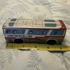 Vintage  60s Continental Line 5  Tin Litho Friction Bus - Made in Japan