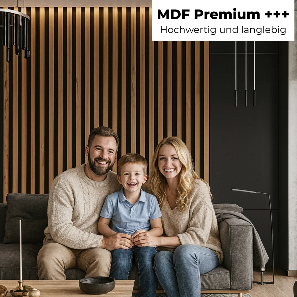 Akustikpaneele Filz Wandpaneele Holzpaneele Lamellenwand MDF 240x53 cm (2x26,5) - Bild 4 von 4