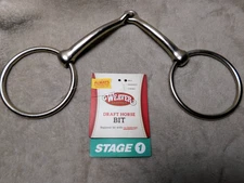 New! Weaver Nickel Plated Loose Ring Draft Horse Snaffle Bit  7" with 3" Rings
