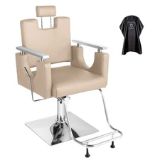 Barber Chair Reclining Salon Chair Height Adjustable Hair Chair 360 Swivel Gray