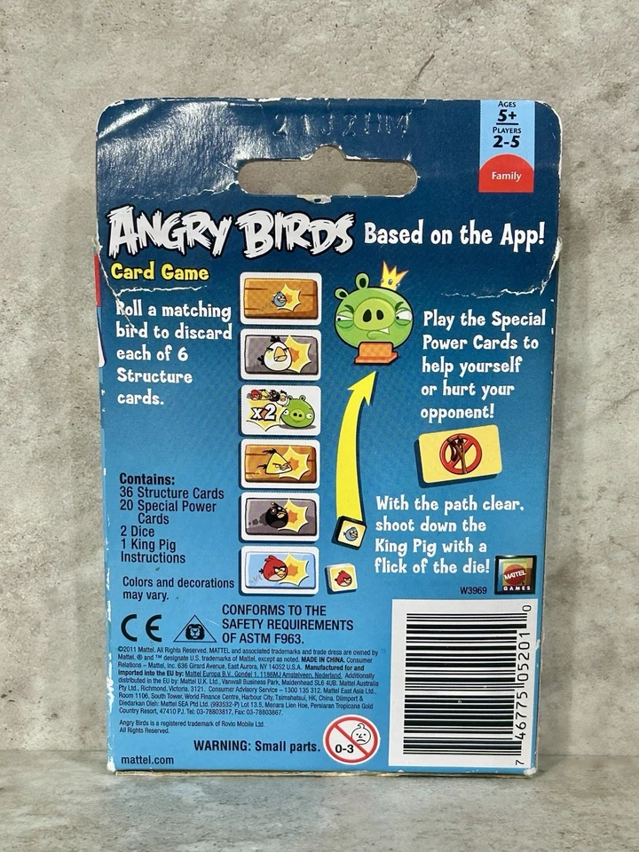 ANGRY BIRDS Card Game New In Box. UNO Mattel 2-5 Players 2011 Fast Shipping! VTG - Image 3 of 4