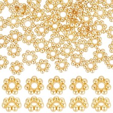 Beebeecraft 1 Box 80Pcs 4mm Flower Spacer Beads 18K Gold Plated Stainless Ste...