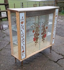 Vintage 1950s 1960s Glass China Cocktail Display Cabinet rockabilly, can deliver